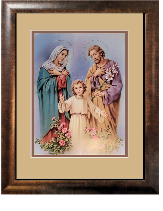 Holy Family print with Jesus Joseph and Mary Matted and Framed