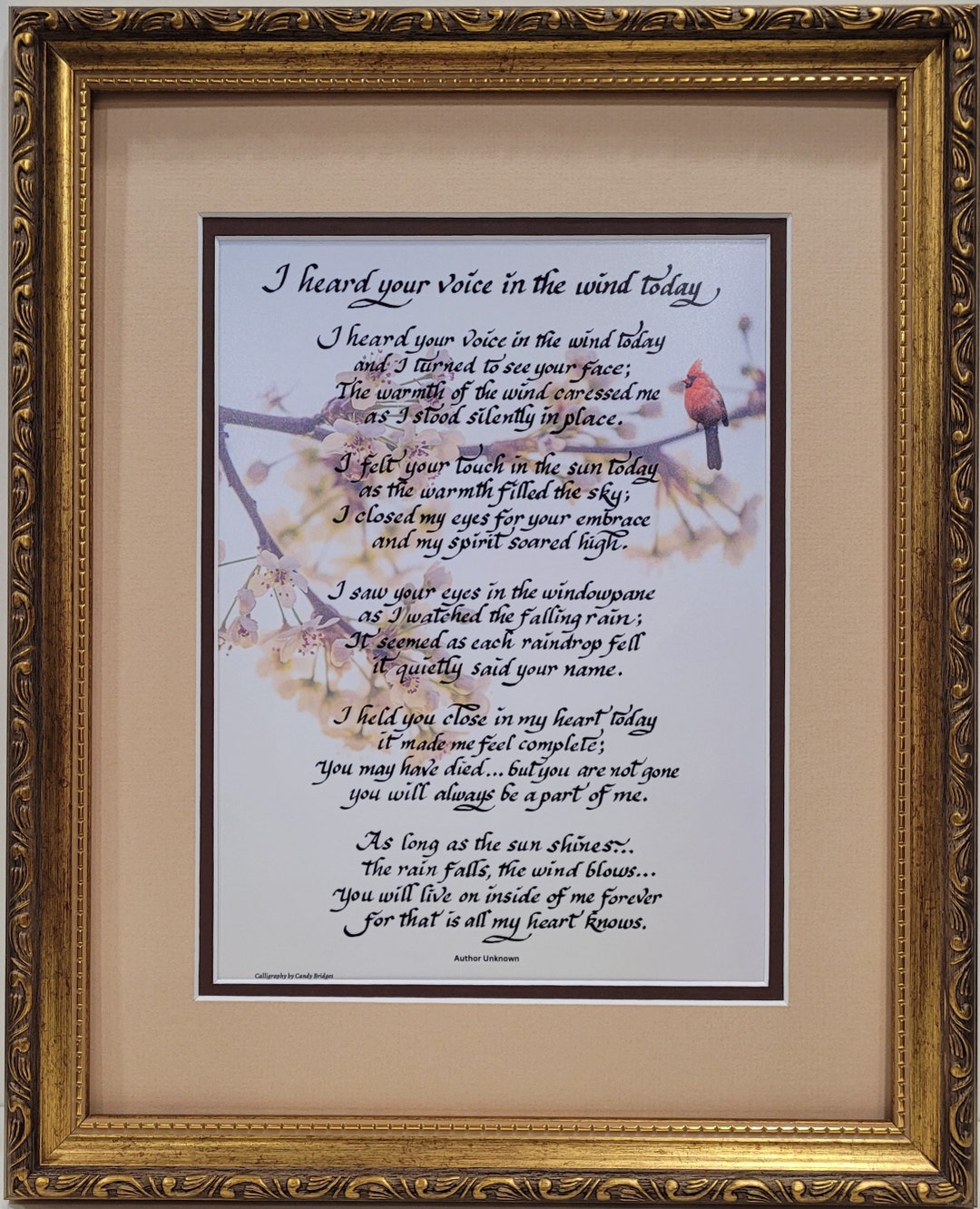 I Heard Your Voice in the Wind Today Framed Verse Etsy