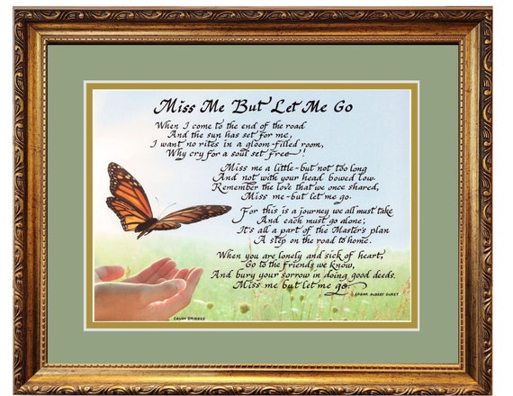 Miss me but let me go Memorial Grief Sympathy custom framed picture