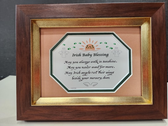 Irish Baby gift framed poem with easel back