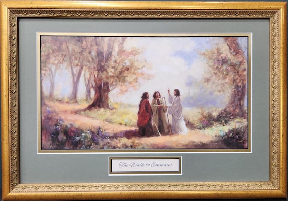 The Walk to Emmaus framed and matted Christian Wall Décor, Christian wall decor