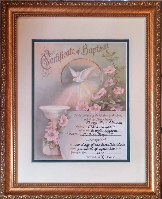 Baptism Certificate with Holy Spirit Dove