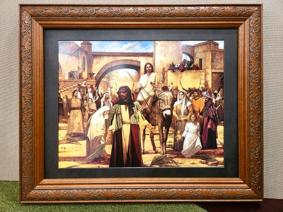 Jesus entering Jerusalem custom framed print