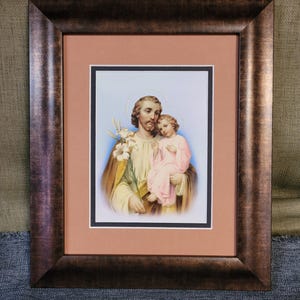 Framed Saint Joseph Art: Bronze Frame, Devotional Christian Wall Decor