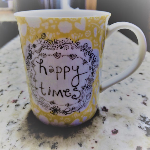Happy Times Coffee Mug Hot Chocolate Mug Friendship Mug Demdaco Studio Rachael Taylor Happy Times Porcelain Coffee Tea Cup Mug