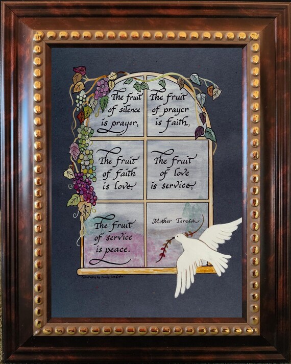 St. Mother Teresa Quote: Framed Calligraphy Art, Gift of Appreciation
