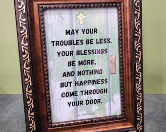 Irish Blessing Framed Picture: Shamrock St. Patrick's Day Gift (5x7)