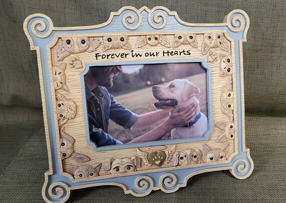 Pet memorial photo frame. Forever in our hearts, keepsake
