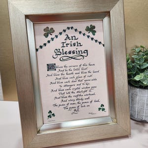 An Irish Blessing framed calligraphy print perfect for home or gift.