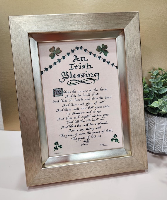 An Irish Blessing framed calligraphy print perfect for home or gift.