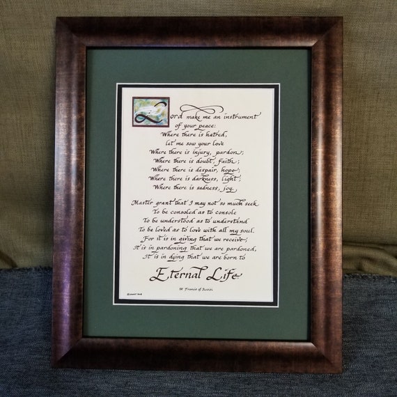 St. Francis Make me an instrument of your piece table top verse framed and matted Inspirational Christian quote