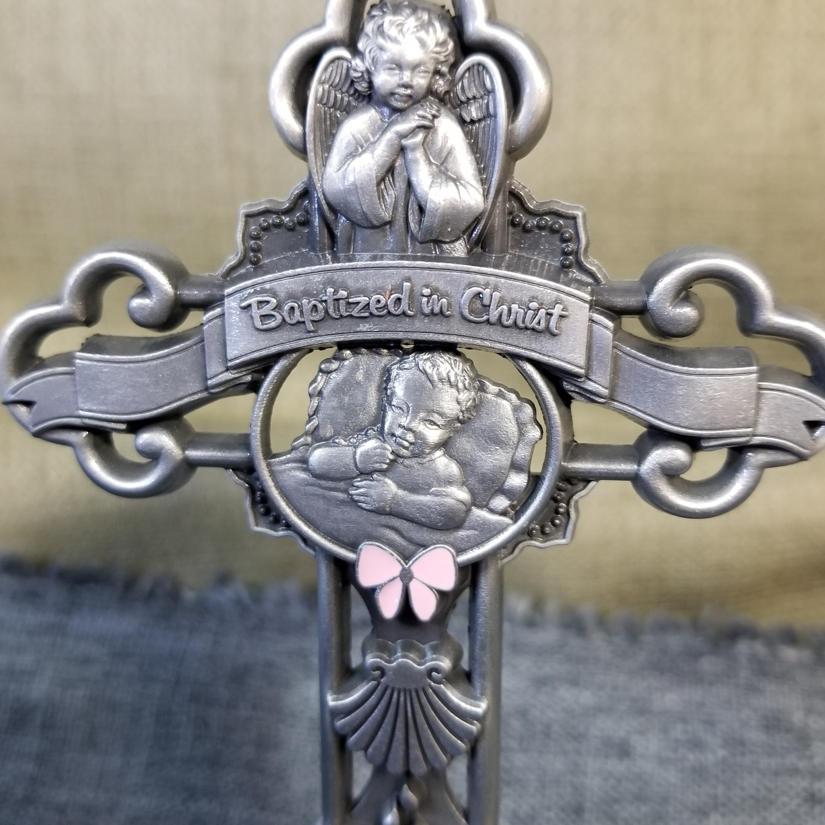 Baptism Silver keepsake Cross for girl or boy tabletop baby cross gift