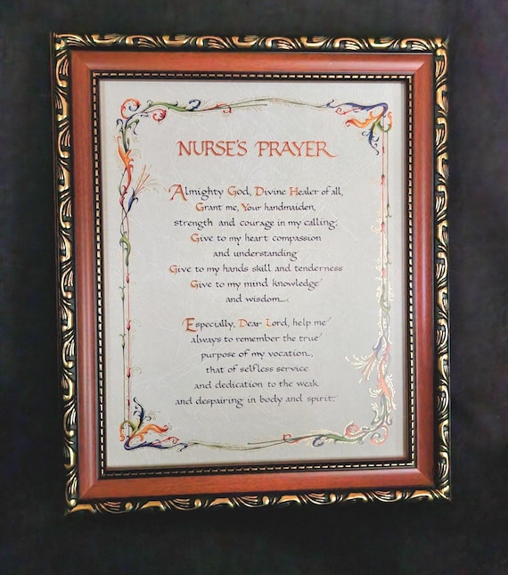 A Nurse's Prayer framed and matted picture gift idea for a Nurse's graduation.