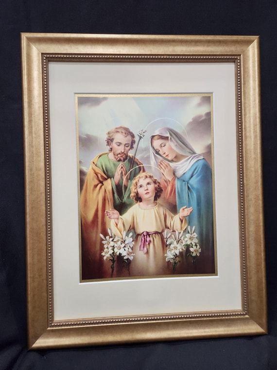 Holy Family print with Jesus Joseph and Mary Matted and Framed