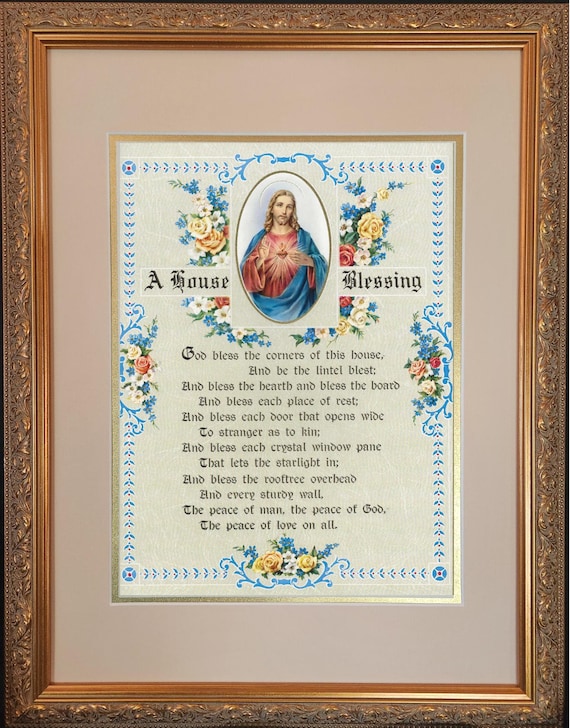 Sacred Heart of Jesus House Blessing with Irish Blessing custom framed prayer.