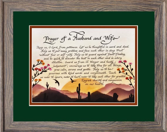 Prayer of a Husband and Wife Poem, Southwest Design for a Wedding or Anniversary.