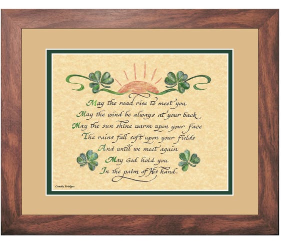 May the road rise up to meet you Irish Blessing prayer custom framed and matted picture
