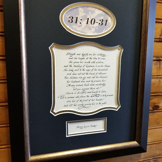 Proverbs 31 Verses 10-31  Scripture framed and matted for wedding, memorial or anniversary gift with optional personalizing