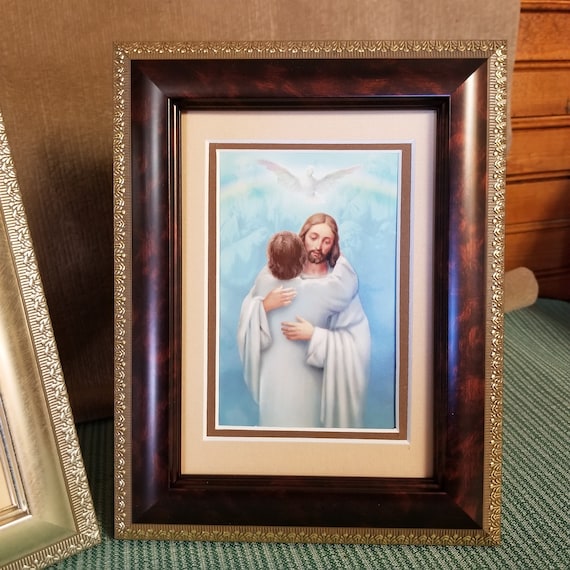 Reunion Homecoming embrace from Jesus framed picture for deceased child, teen or adult for Sympathy, Memorial or recovery gift