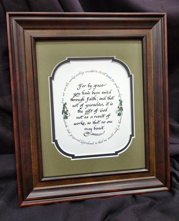 Ephesians 2 verse 8-10 For by Grace you are saved through faith framed picture