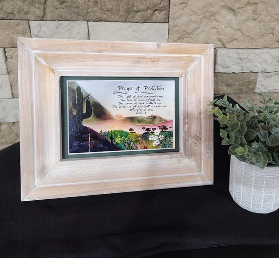 Prayer of Protection framed verse with easel back small for shelf