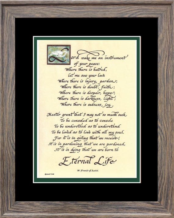 St. Francis, make me an instrument of your peace prayer framed and matted Inspirational Christian quote