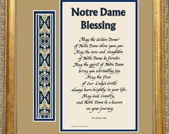 Notre Dame Framed Blessing, with optional personalization.