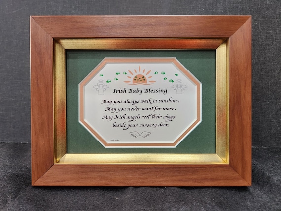 Irish Baby gift framed poem with easel back
