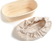 Large Oval Banneton Proofing Bread Basket - Rattan Proofing Basket with Cloth Liner - Dough Proofing Basket for Sourdough Bread in 8 quot 9 quot 11 quot