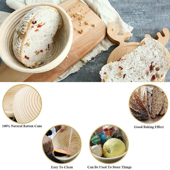 Grand panier à pain Banneton Panier à pain en rotin avec doublure en tissu  pour 500 g à 1 kg Panier à pâte pour la fabrication du pain au levain -   France