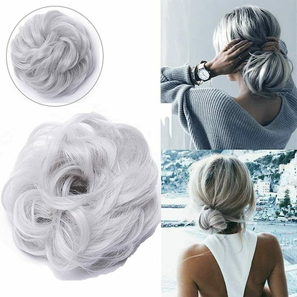 Hair Bun Scrunchie Updo Hairpiece Extension Tousled Hair Extension in Elastic Band-Like Natural Real Hair instant hair boost