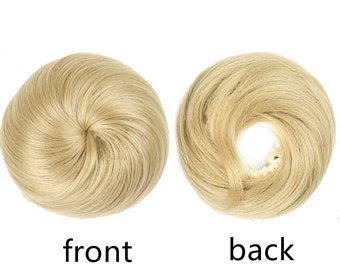 Ash Blonde Stylish Messy Hair Bun Extensions, Synthetic Clip in Donut Hairbun, Updo Scrunchies Hair Extensions for all age group