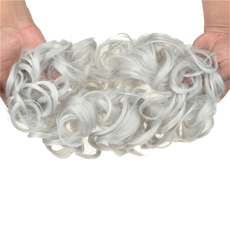 Silver Gray Ponytail Hair Bun Extension Scrunchie Updo Fluffy - Etsy