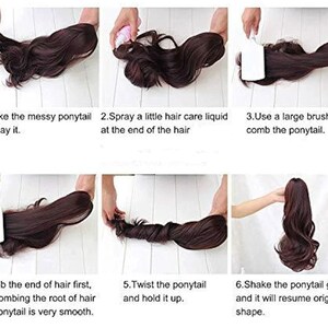 19inch Long Black Clip on Ponytail Extensions Hairpiece for party cosplay wedding to instant transformation seamless blend with your hair image 5