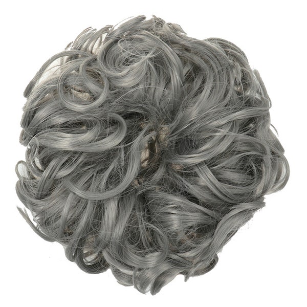 Ash Grey Dimgray Ponytail Hairbun Extensions Scrunchie Updo fluffly hair instant hair boost-Tousled Hair Extension Like Real Hair in 95g 35g