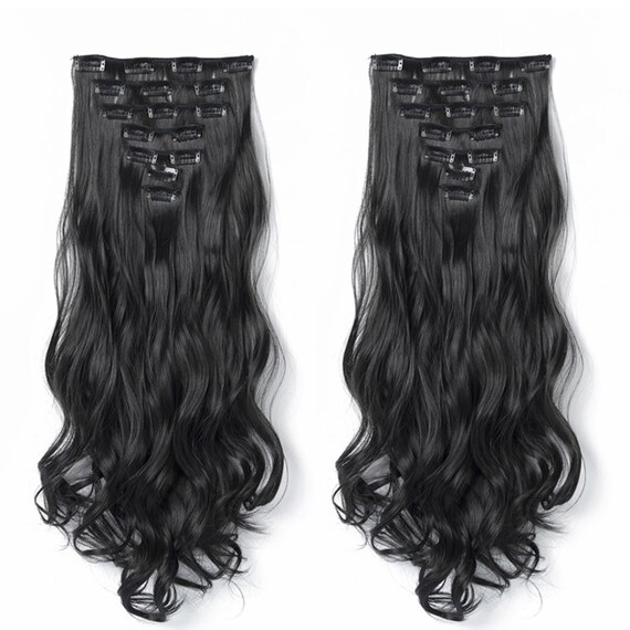 Cheap 22Inch 16 Clips in Hair Extensions Long Curly Hairstyle