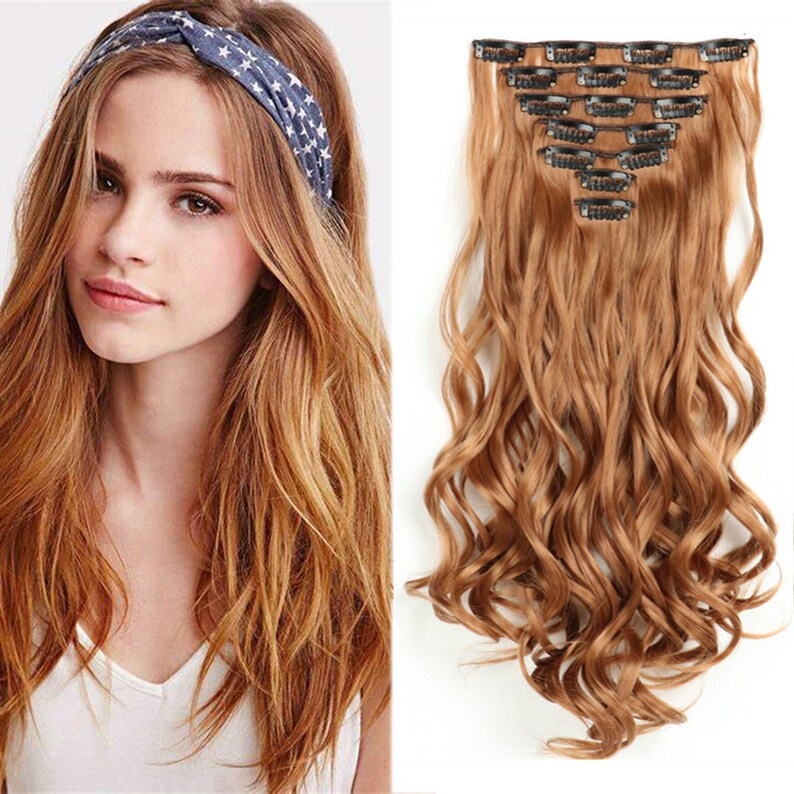 22inch Long Auburn Clip in Hair Extensions With 7pcs 16clips for