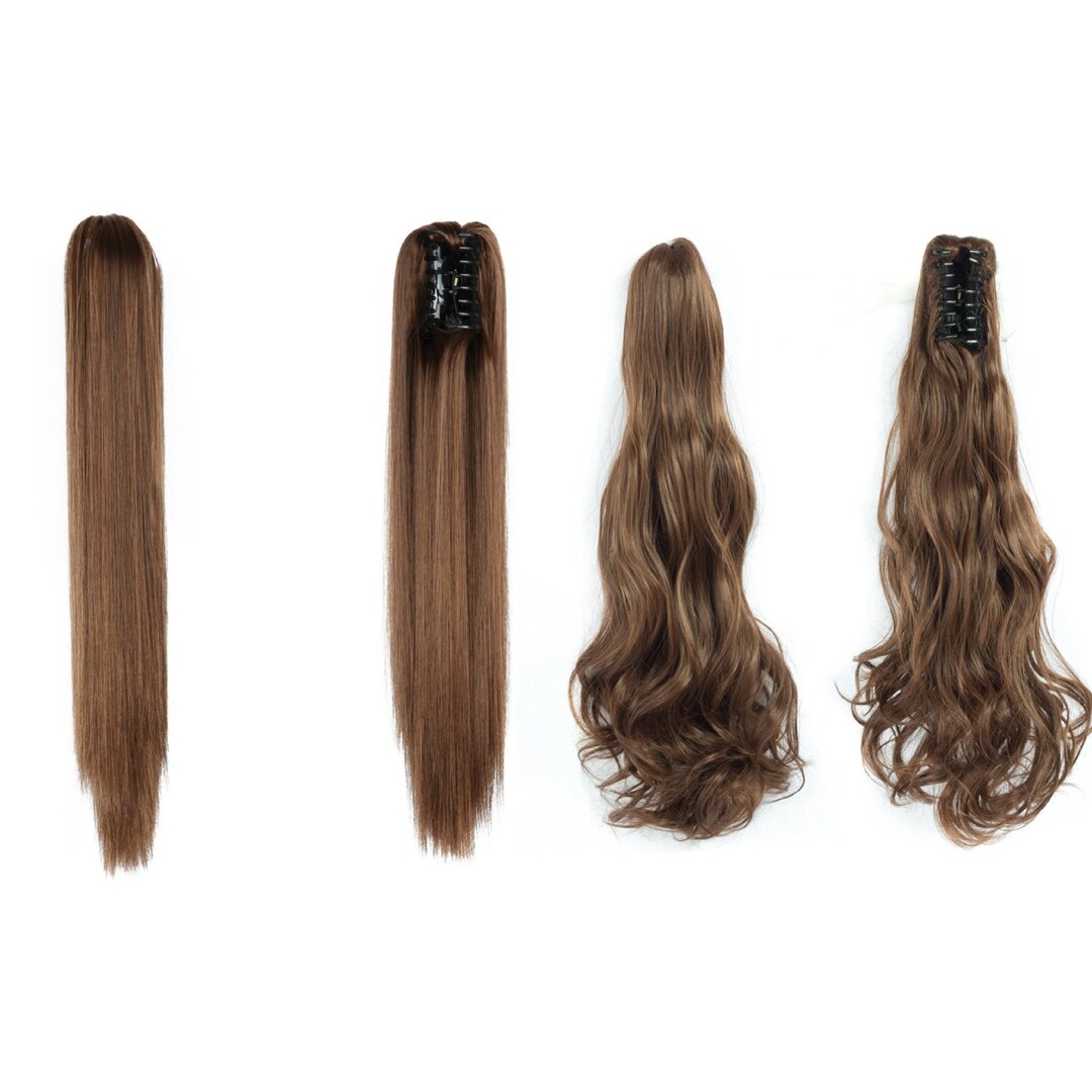 Brown Claw Jaw Clip on Ponytail Extensions Hairpiece Holder for Party