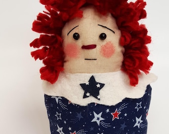 Patriotic stump doll, Americana shelf sitter, patriotic decor, Americana decor, July4th decoration, July 4th decor,