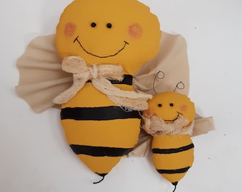 Large bee, bee decoration, bee decor, bumblebee, bee wall hanger, bee door greeter, wreath enhancement