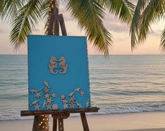 Wedding Guest Book Alternative Wooden Guestbook Beach Theme Summer Wedding