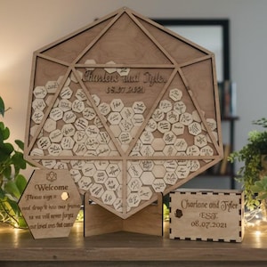 Guest Book Wedding Guest Book Alternative Personalized Drop box Alternative Guest Book  GuestBook Unique 20 Sided Dice Dungeons and Dragons