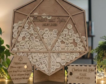 Guest Book Wedding Guest Book Alternative Personalized Drop box Alternative Guest Book  GuestBook Unique 20 Sided Dice Dungeons and Dragons