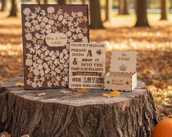 Fall Wedding Guest Book Alternative: Pumpkin & Maple Leaf Drop Box