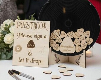 Vinyl Record Drop Box Guest Book Alternative - Rock & Roll Wedding Anniversary Gift