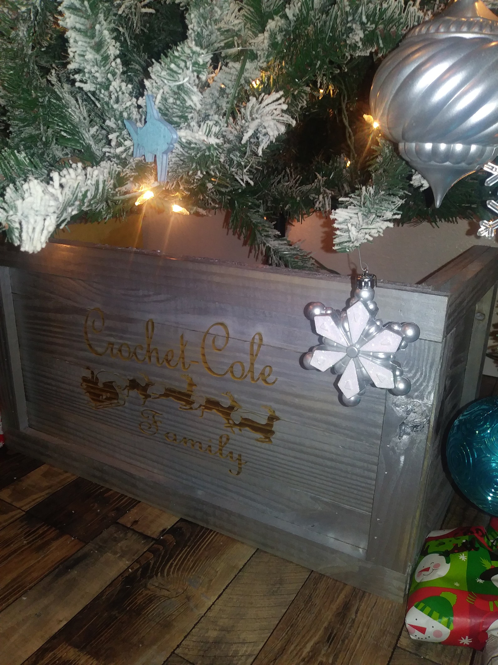 Personalized Wooden Tree Skirt Wood Christmas Tree Box Etsy
