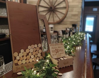 Personalized Wedding Guest Book Shadow Box: Drop Box Alternative, Beer Mug Design