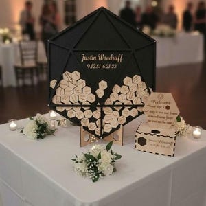 D&D Wedding Dungeons and Dragons Wedding Guest Book Personalized Drop Box Alternative Unique 20-Sided Dice Design Guest Book