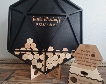 D&D Wedding Dungeons and Dragons Wedding Guest Book Personalized Drop Box Alternative Unique 20-Sided Dice Design Guest Book