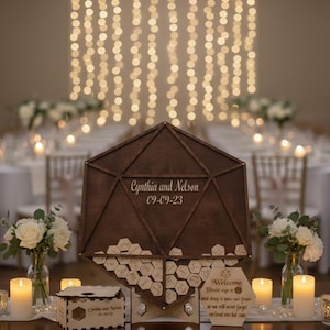 Gamers Guest Book Wedding Guest Book Alternative Personalized Alternative Guest Book  GuestBook Unique 20 Sided Dice Dungeons and Dragons